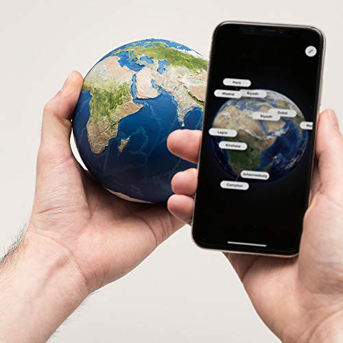 AstroReality Earth | Smart Earth Globe | Geographic Globe | 3D Printed, Hand Painted, 4.72” | Paired with Augmented Reality App | Educational STEM Toy | Interactive Science Learning Kit
