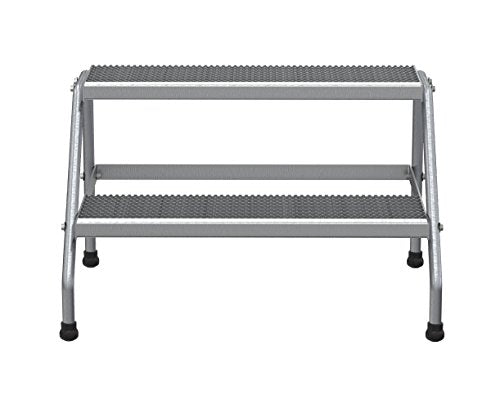 Vestil SSA-2W-KD Aluminum Wide 2-Step Stand - Knock Down, Silver