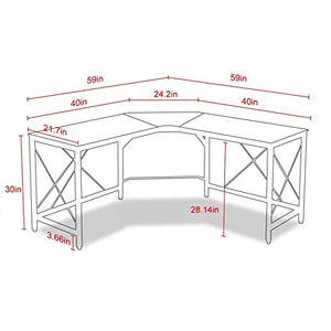 Mr IRONSTONE L-Shaped Desk 59" Computer Corner Desk, Home Gaming Desk, Office Writing Workstation, Space-Saving, Easy to Assemble