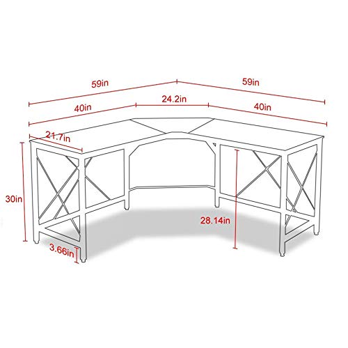 Mr IRONSTONE L-Shaped Desk 59" Computer Corner Desk, Home Gaming Desk, Office Writing Workstation, Space-Saving, Easy to Assemble