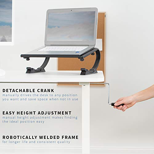 VIVO Height Adjustable 55 x 24 inch Standing Desk, Hand Crank Sit Stand Home Office Workstation with Frame and Table Top, White, DESK-M55TW