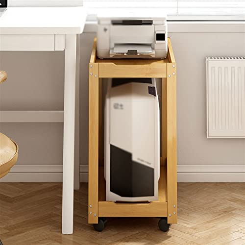 LOVULIFE Computer Tower Stand Printer Table Desktop CPU Bracket Solid Wood Multi-layer Mobile Tray Chassis Base Storage Rack Shelf Cart
