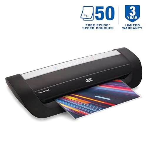 GBC Thermal Laminator Machine, Fusion 7000L, 12 Inch, 1 Min Warm-Up, 3-10 Mil, Black - Includes 50 EZUse Laminating Pouches