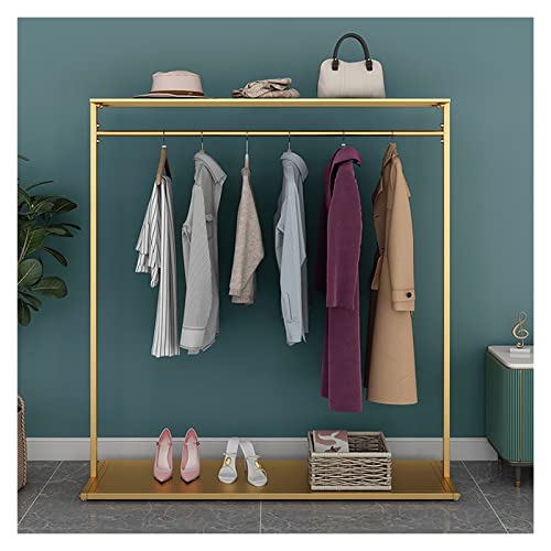 BinOxy Free Standing Coat Rack Heavy Duty Multifunctional Floor Rack - Gold, Size L
