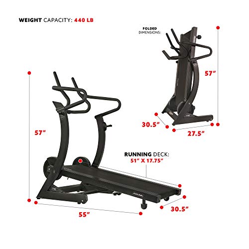 Sunny Health & Fitness Asuna High Performance Manual Treadmill with Heavy Duty Dual Flywheels, Tablet Holder, Incline, 440 LB Max Weight, 8 Level Resistance - 7700