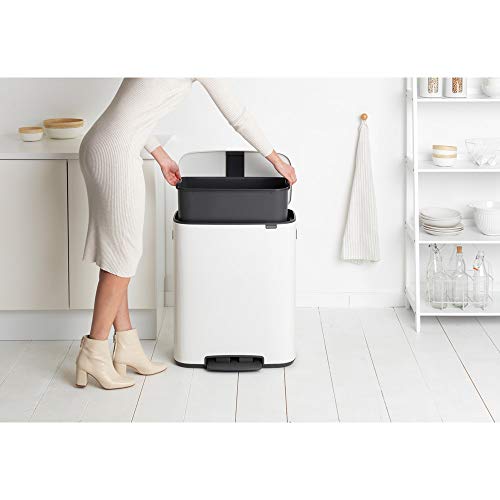 Brabantia Bo Large Step On Trash Can, White,211300