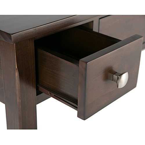 SIMPLIHOME Avalon SOLID WOOD Contemporary Modern 47 inch Wide Home Office Desk, Writing Table, Workstation, Study Table Furniture in Dark Tobacco Brown with 2 Drawerss