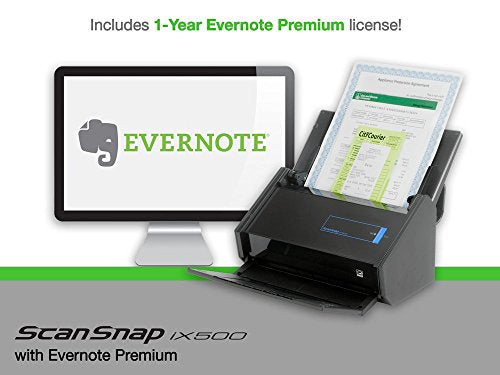 Fujitsu CG01000-289301 ScanSnap iX500 Document Scanner with Evernote Premium (Renewed)