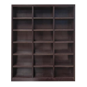 Home Square 84" Triple Wide Wood Bookcase in Chocolate - Set of 2 by Home Square