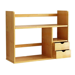 Zunruishop Bamboo Desktop Bookshelf with Drawers - Office Organizer Stand