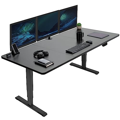 VIVO Electric Height Adjustable Stand Up Desk, 71x36 inch, Black, Dual Motor Frame, Touch Screen Controller, DESK-KIT-2B7B-36