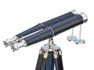 Floor Standing Admiral's Chrome/Leather Binoculars on stand 62" - Nautical