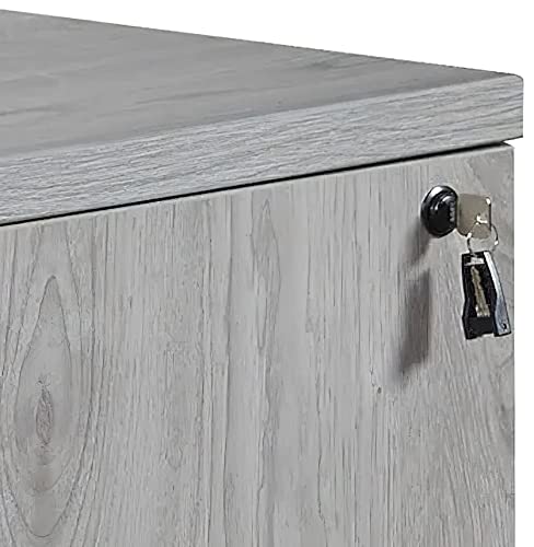 OFD Ultra Premium L-Shape Desk with Frosted Glass Panel, Gray Oak Finish