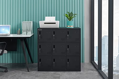 MAYROY 9 Door Locker Metal Storage Cabinet with Lock - Full Black