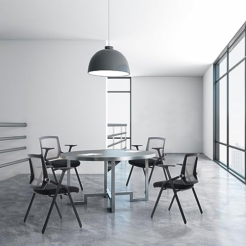 BLANEDUO Folding Conference Room Chairs with Lumbar Support & Armrests, Stackable (4 Pack)