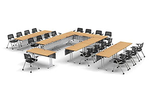 Team Tables 21 Person Training Meeting Seminar Classroom Model 7437 Beech Folding Table Set