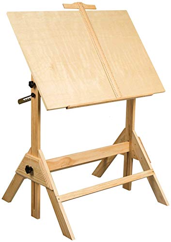 VBARV Solid Wood Drafting Table, Craft Table with Adjustable Height and Tiltable Tabletop for Artwork, Graphic Design, Reading, Writing,Suitable for Designer Painting Workbench