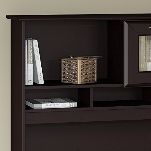 Bush Furniture Cabot 72W L Shaped Computer Desk with Hutch and Drawers in Espresso Oak