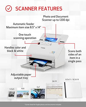 Canon RS40 Photo and Document Scanner | Auto Document Feeder | Windows & Mac | USB Interface | 1200 DPI | High Speed