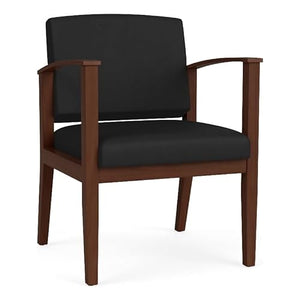 Lesro Amherst Wood Reception Guest Chair in Walnut/Castillo Black