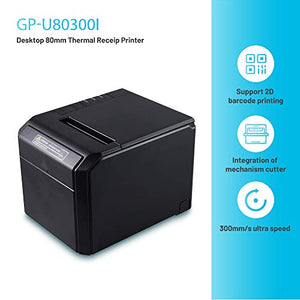 Gainscha-3'1/8 80mm Receipt Printer, Pos Printer with Auto Cutter ESC/POS Command Support Windows USB/LAN Desktop Thermal Receipt Printer (GP-U80300I)