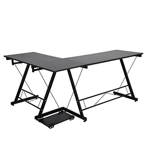 HUIJK L-Shape Corner Computer Desk PC Laptop Study Table Home Office Desk Workstation