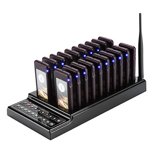 Zerone Wireless Calling System with 20 Pagers & Charging Dock