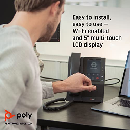 Plantronics Poly CCX 505 Teams Edition Phone with Handset - Wi-Fi Enabled - Acoustic Fence & NoiseBlockAI Technologies - 5' LCD Display - Integrated BT & USB Headset Ports - Works w/Teams (Certified)