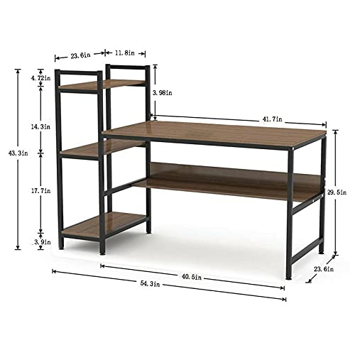 ADHW Corner Computer Desk with Bookshelf Laptop Home Office Study Table Workstation