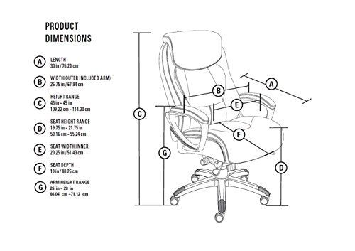 Serta 44942 Smart Layers Executive Tranquility Office Chair, Black