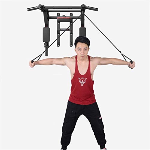 ZXNRTU Wall Mounted Pull-Up Bar Multi-Grip Chin-Up Bar Dip Stand Power Tower Set for Home Gym Strength Training Equipment (Color : White)