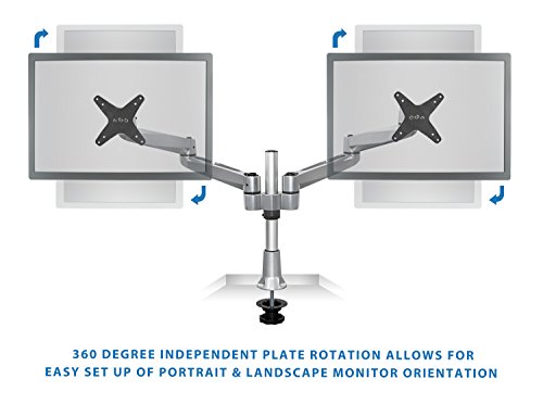 Mount-It! MI-43111 || Dual Computer Monitor Stand Articulating, Height Adjustable Swiveling Arm Desk Mount for Samsung LG Vizio Sharp Sony Element Insignia LCD 20 21 22 24 25 27, VESA 75x75 and 100x100, Silver