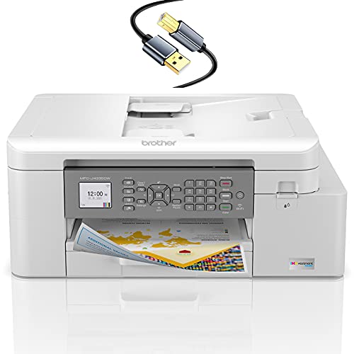 Brother INKvestment Tank MFC-J4335DWB Wireless Color All-in-One Inkjet Printer - Print Copy Scan Fax - 20 ppm, 4800 x 1200 dpi, 1.8" Touchscreen, Auto Duplex Print, 20-sheet ADF, Tillsiy Printer Cable