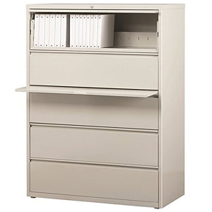 Hirsh HL8000 Series 42" 5 Drawer Lateral File Cabinet in Light Gray