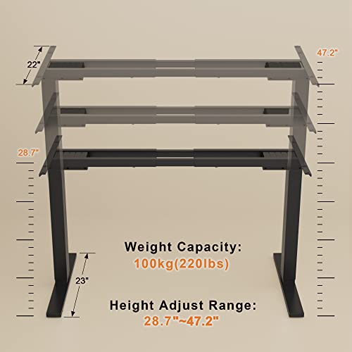 Furmax Electric Adjustable Standing Desk Frame with Dual Motors, Black - Frame Only