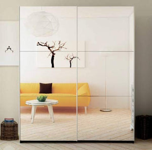 2 Mirrored Door Wardrobe with Adjustable/Removable Shelves & Hanging Rod