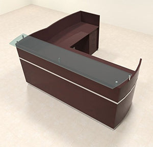 UTM Furniture Modern Glass L Shape Reception Desk Set, RO-NAP-R6