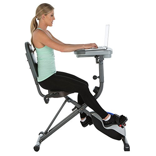 Exerpeutic ExerWorK 1000 Fully Adjustable Desk Folding Exercise Bike with Pulse