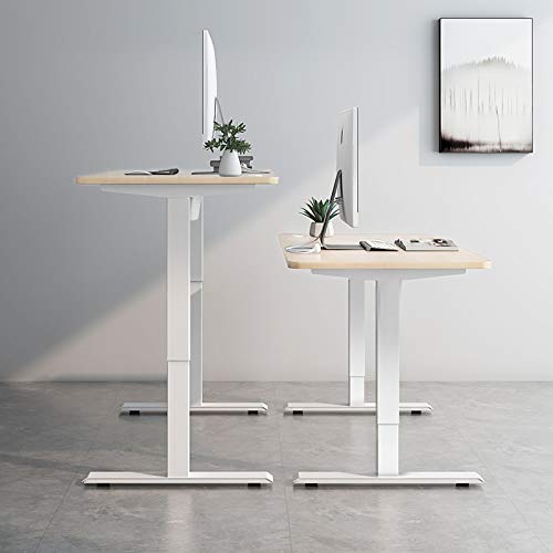 Electric Height Adjustable Standing Desk Stand Up Desk Sit Stand Desk for Home Office (48''x24'', White/Oak)