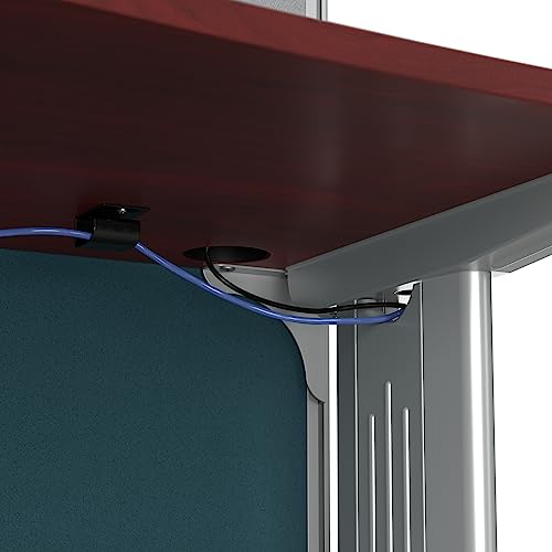 Bush Business Furniture Office in an Hour Double Workstation Set with Storage and Privacy Panels | 2 Person Commercial Desk, Hansen Cherry