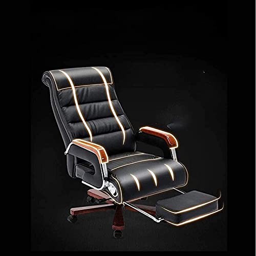 BKWJ Executive Managerial Office Chair with Fixed Armrest, Black Leather