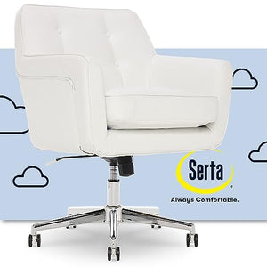 Serta Ergonomic Home Office Chair with Memory Foam Cushioning - White