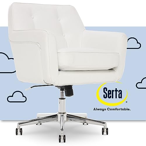 Serta Ergonomic Home Office Chair with Memory Foam Cushioning - White