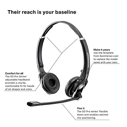 Sennheiser Enterprise Solution SD Pro2 ML Double-Sided Multi Connectivity Wireless Headset for Desk Phone & Skype for Business Ultra Noise-Cancelling Microphone, Black