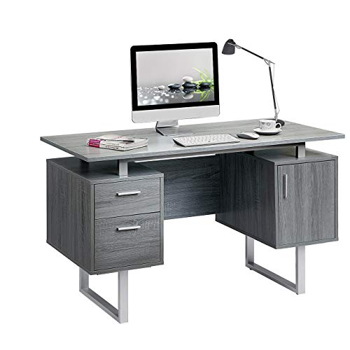Techni Mobili Modern Office Desk with Storage, Gray