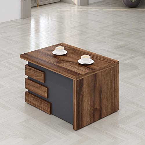 Casa Mare 79" Executive Office Furniture Set | Made of Wood | Home Office Modern Business Suite | 3-Piece Including L Shaped Desk with Drawers, Coffee Table and Large Storage Cabinet | Brown & Black
