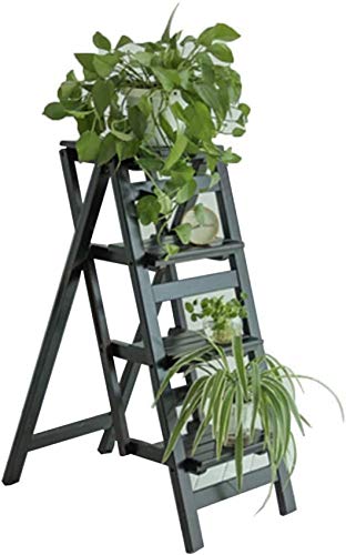 LUCEAE 4-Step Sturdy Folding Wooden Step Ladder with Non-Slip Wide Treads