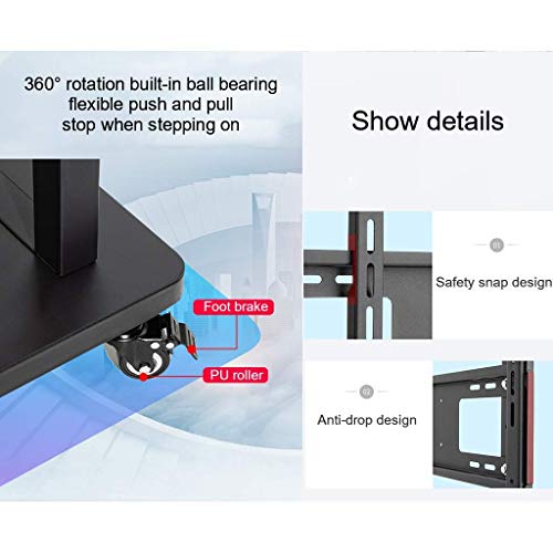 YokIma Mobile TV Stand for 55-80 Inches Screen with Rolling Wheels and Height Adjustment