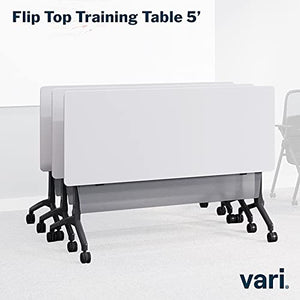 Vari Flip Top Training Table 5 - Foldable Top, Rolling Casters, Linking Brackets - White