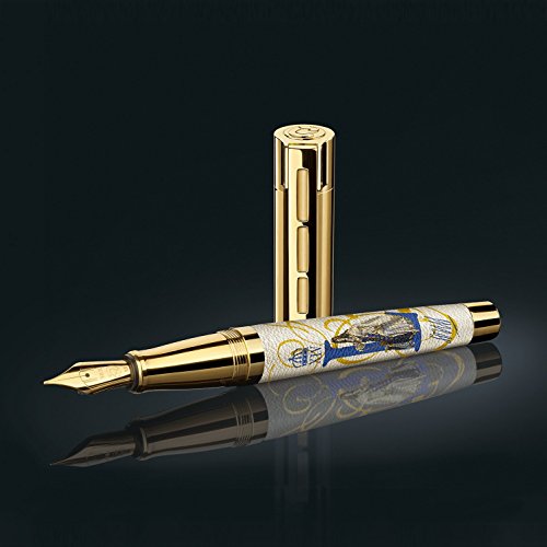 J.S. Staedtler Louis XIV. Fountain Pen, Gold-Plated, handpolished 18 kt Gold Nib, M, 9PT1LXIVM